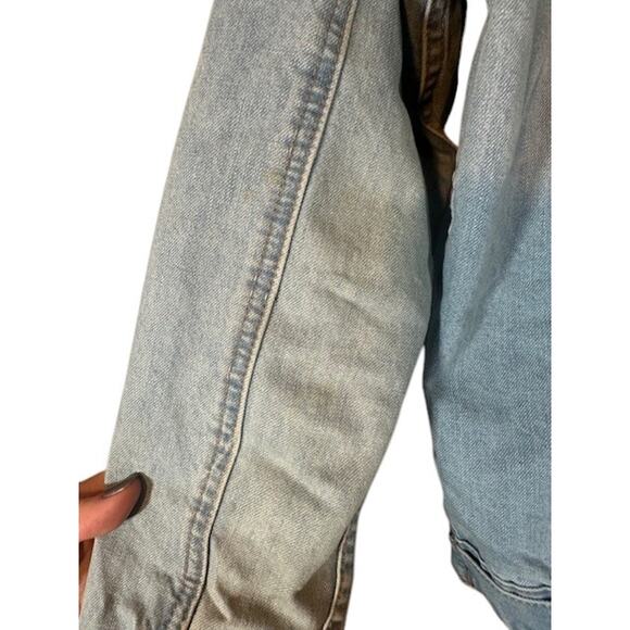 Design Lab Lord & Taylor Light Blue Patch Streetwear Denim Jean Jacket Women Med - Picture 11 of 12